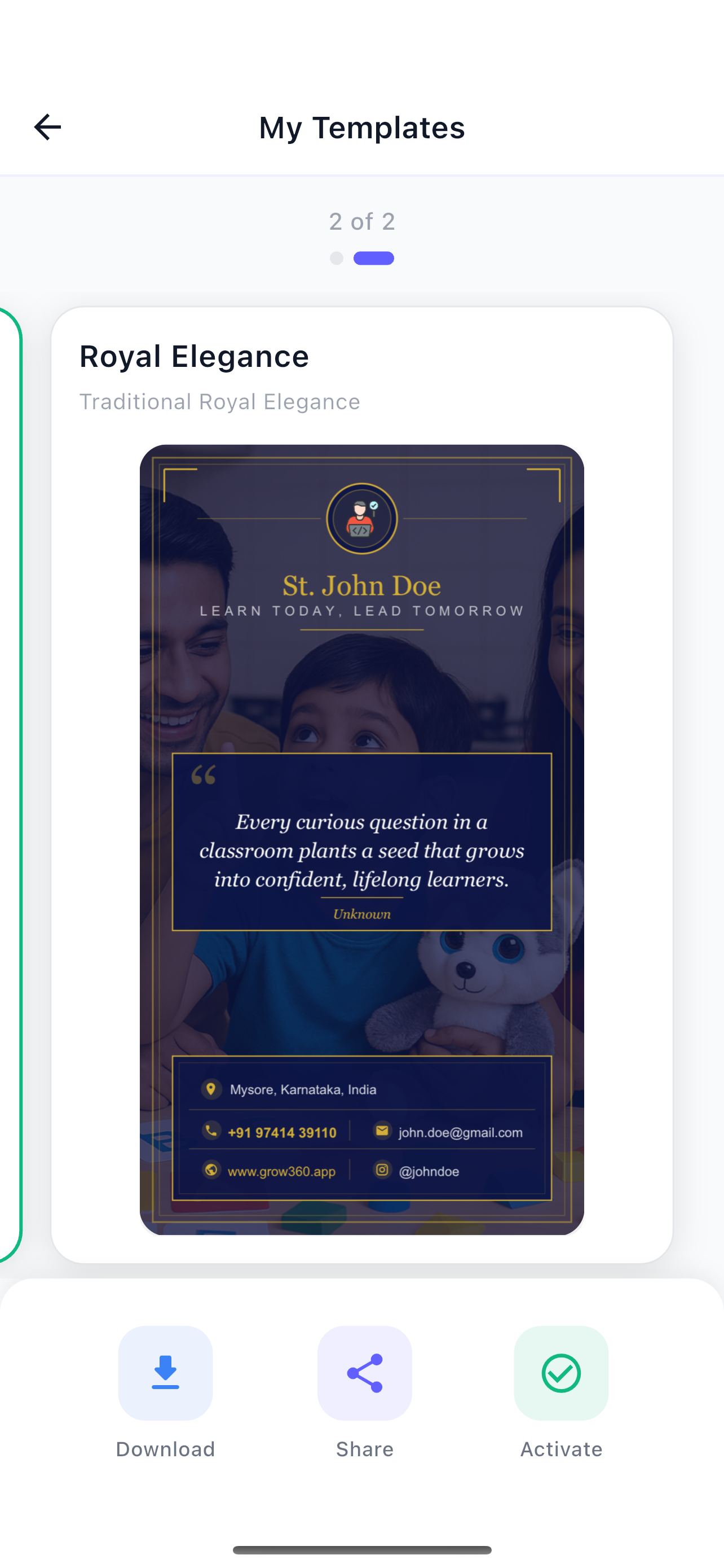 Mobile app screenshot 2